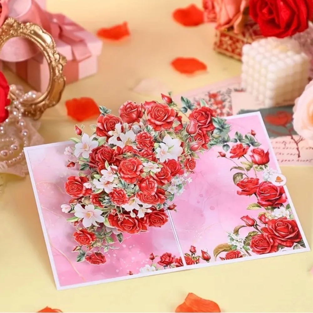 Floral Rose Pop-Up Greeting Card